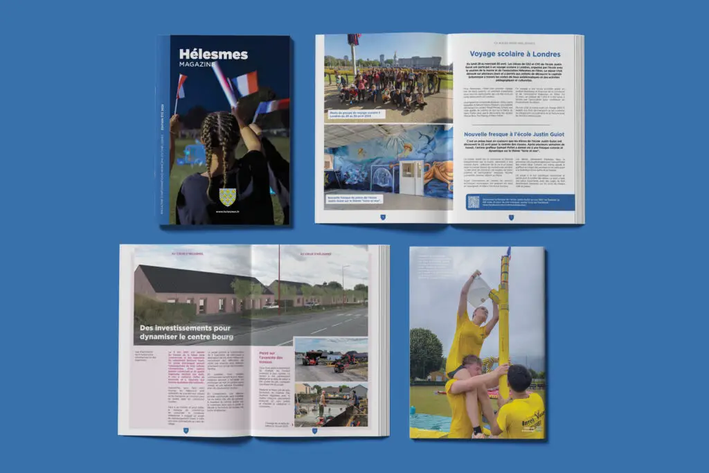 Magazine municipal été 2025 de la commune d'Hélesmes sur fond bleu